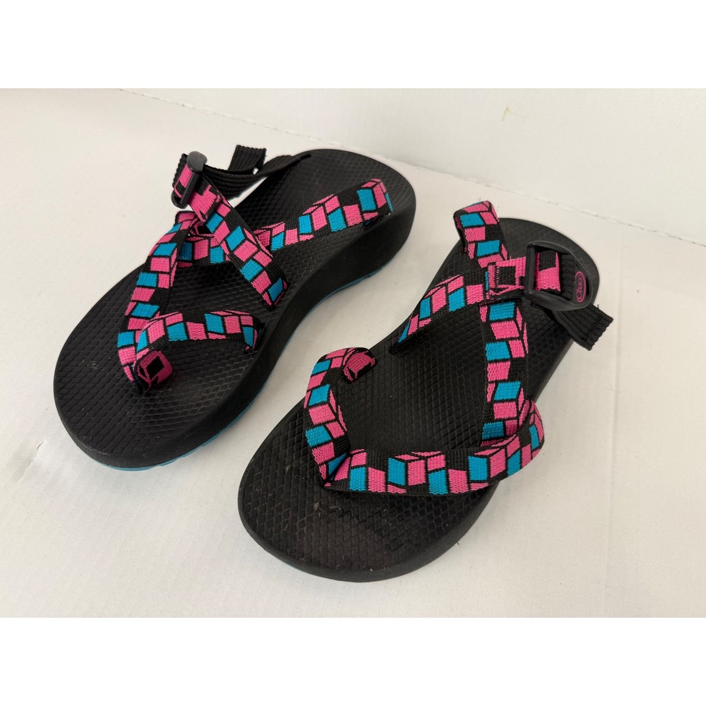 Chaco Sandal Z Cloud 2 Size 10 Pink Blue Geometric Toe Loop Hiking Sport